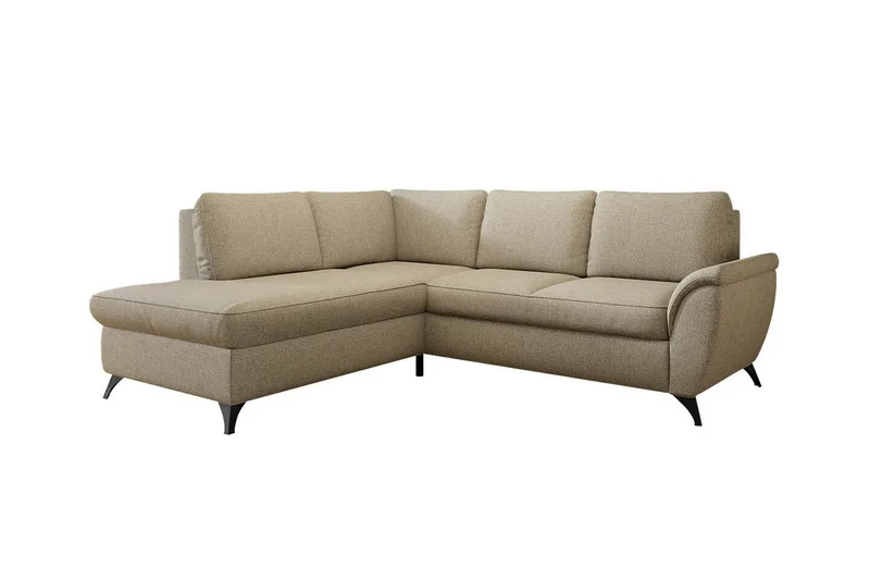 Hereford 3-sits Vänster Hörnbäddsoffa med Förvaring i Tyg, Beige