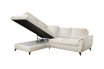 Hereford 3-sits Vänster Hörnbäddsoffa med Förvaring i Tyg - Beige - Möbler - Soffa - Bäddsoffa