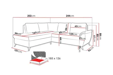 Hereford 3-sits Vänster Hörnbäddsoffa med Förvaring i Tyg - Beige - Möbler - Soffa - Bäddsoffa