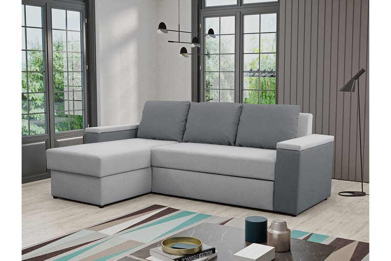 Herosa 3-sits Bäddsoffa med Divan med Förvaring - Grå - Möbler - Soffa - Bäddsoffa