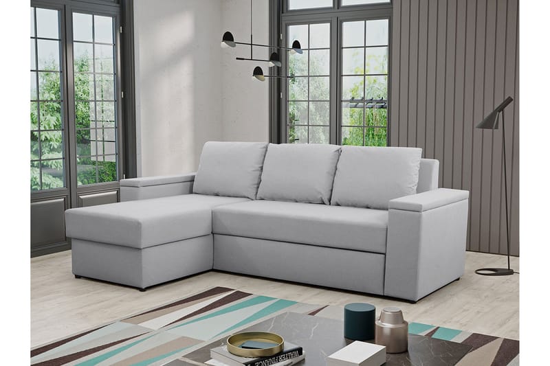 Herosa 3-sits Bäddsoffa med Divan med Förvaring - Ljusgrå - Möbler - Soffa - Bäddsoffa