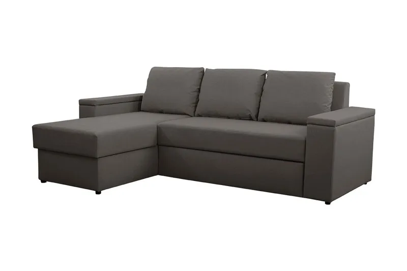Herosa 3-sits Bäddsoffa med Divan med Förvaring, Mörkgrå