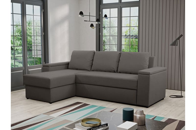 Herosa 3-sits Bäddsoffa med Divan med Förvaring - Mörkgrå - Möbler - Soffa - Bäddsoffa