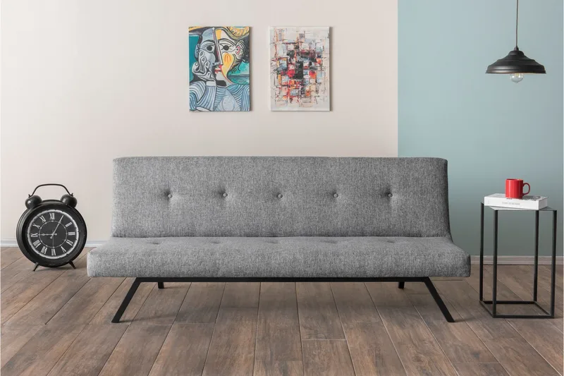 Hetalia 3-sits Längsbäddad Bäddsoffa 102x180 cm i Tyg - Grå - Möbler - Soffa - Bäddsoffa