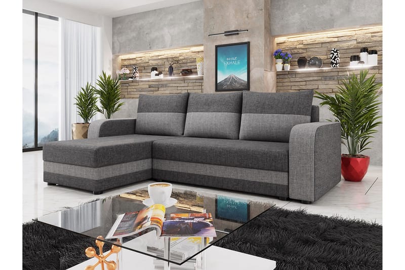 Hewlet 3-sits Divanbäddsoffa Vänster - Grå - Möbler - Soffa - Bäddsoffa