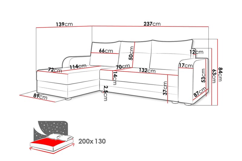 Hewlet 3-sits Divanbäddsoffa Vänster - Grå - Möbler - Soffa - Bäddsoffa