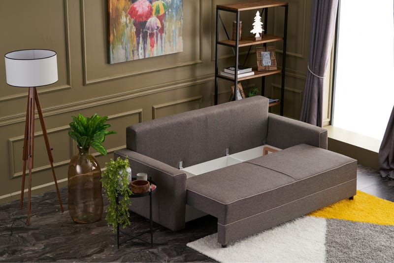 Highbank Bäddsoffa 3-sits 185x150 - Brun - Möbler - Soffa - Bäddsoffa