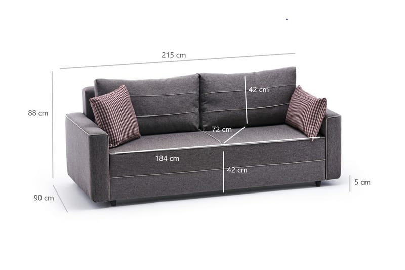 Highbank Bäddsoffa 3-sits 185x150 - Brun - Möbler - Soffa - Bäddsoffa