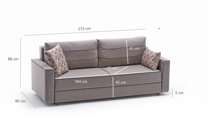 Highbank Bäddsoffa 3-sits 185x150 - Cream - Möbler - Soffa - Bäddsoffa