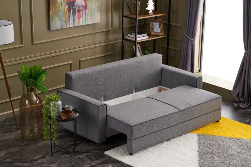 Highbank Bäddsoffa 3-sits 185x150 - Grå - Möbler - Soffa - Bäddsoffa