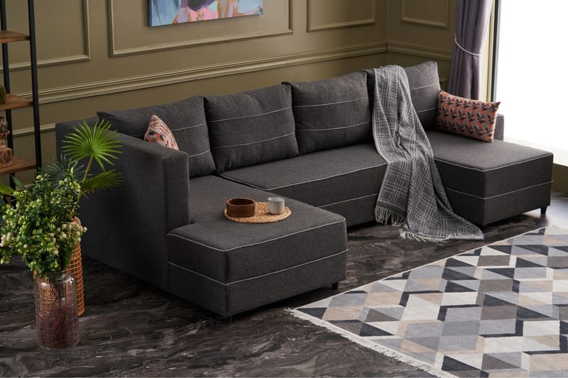 Highbank Bäddsoffa m. Divan 4-sits 200x150 - Antracit - Möbler - Soffa - Bäddsoffa