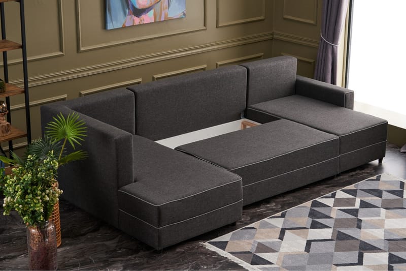 Highbank Bäddsoffa m. Divan 4-sits 200x150 - Antracit - Möbler - Soffa - Bäddsoffa