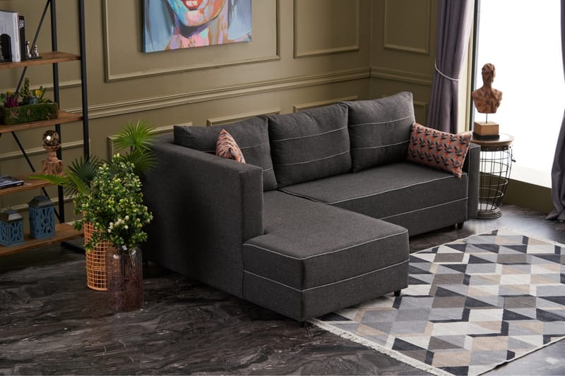Highbank Bäddsoffa m. Divan 4-sits 200x150 - Antracit - Möbler - Soffa - Bäddsoffa
