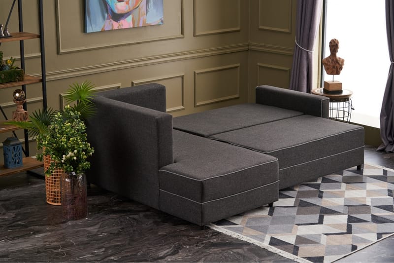 Highbank Bäddsoffa m. Divan 4-sits 200x150 - Antracit - Möbler - Soffa - Bäddsoffa
