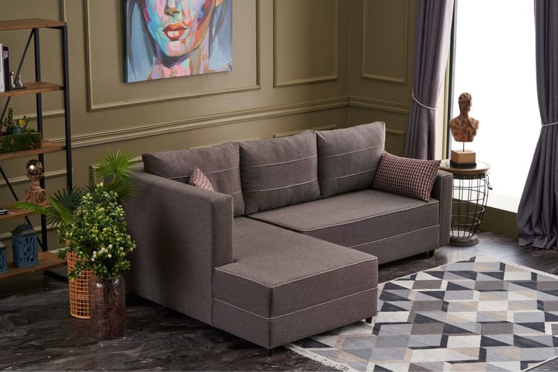 Highbank Bäddsoffa m. Divan 4-sits 200x150 - Brun - Möbler - Soffa - Bäddsoffa