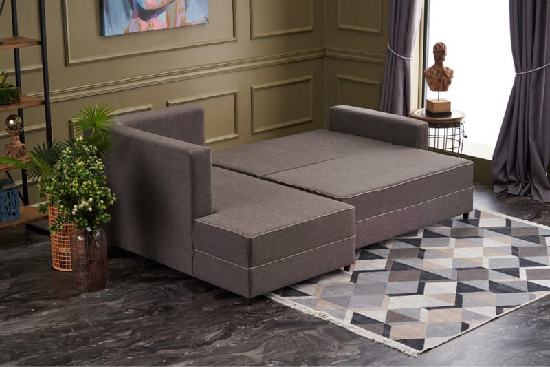 Highbank Bäddsoffa m. Divan 4-sits 200x150 - Brun - Möbler - Soffa - Bäddsoffa