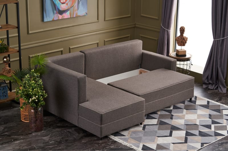 Highbank Bäddsoffa m. Divan 4-sits 200x150 - Brun - Möbler - Soffa - Bäddsoffa