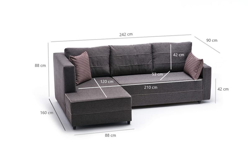 Highbank Bäddsoffa m. Divan 4-sits 200x150 - Brun - Möbler - Soffa - Bäddsoffa