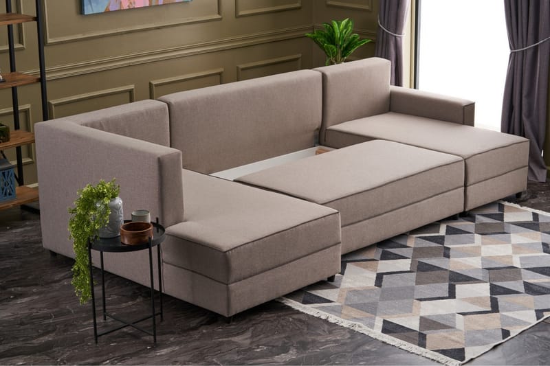 Highbank Bäddsoffa m. Divan 4-sits 200x150 - Cream - Möbler - Soffa - Bäddsoffa
