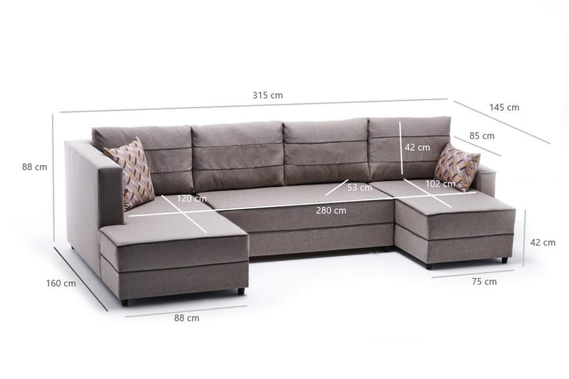 Highbank Bäddsoffa m. Divan 4-sits 200x150 - Cream - Möbler - Soffa - Bäddsoffa