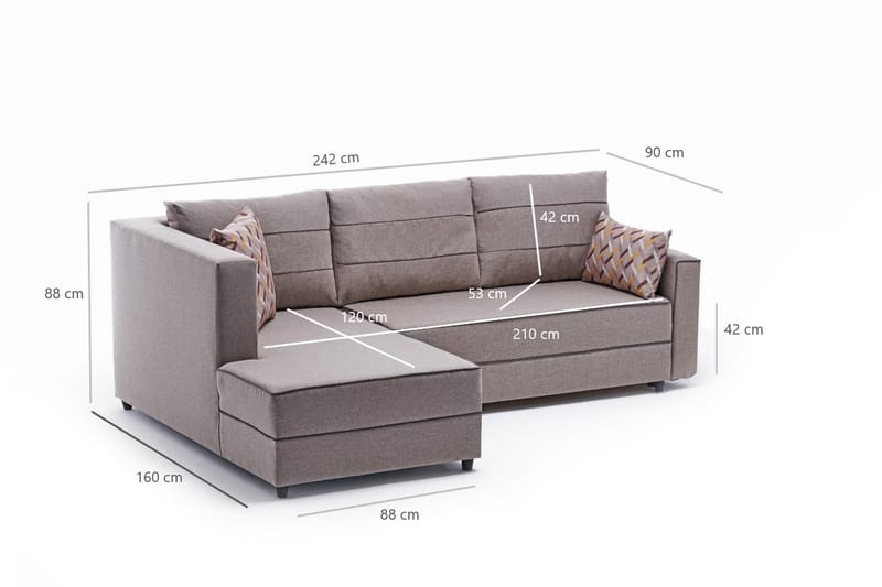 Highbank Bäddsoffa m. Divan 4-sits 200x150 - Cream - Möbler - Soffa - Bäddsoffa