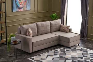 Highbank Bäddsoffa m. Divan 4-sits 200x150 - Cream - Möbler - Soffa - Bäddsoffa