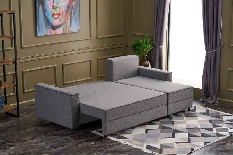 Highbank Bäddsoffa m. Divan 4-sits 200x150 - Grå - Möbler - Soffa - Bäddsoffa