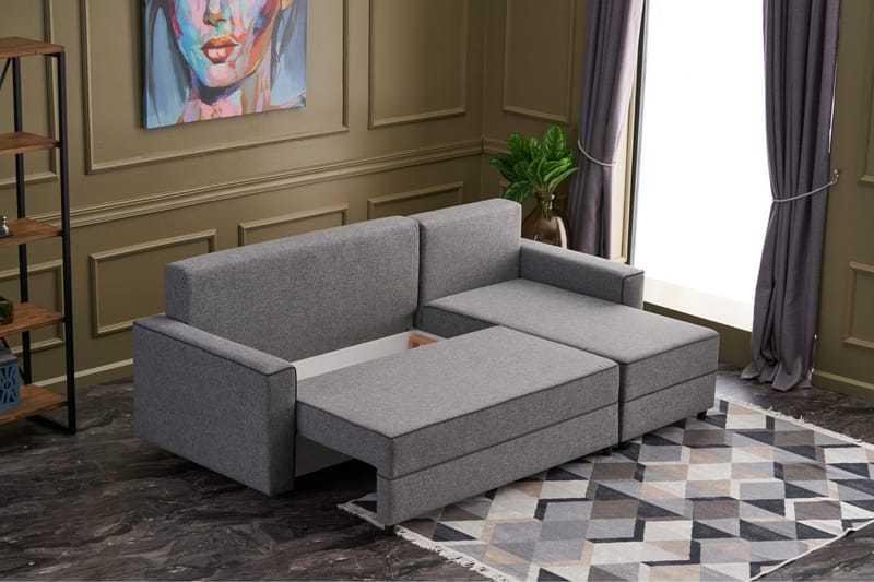 Highbank Bäddsoffa m. Divan 4-sits 200x150 - Grå - Möbler - Soffa - Bäddsoffa