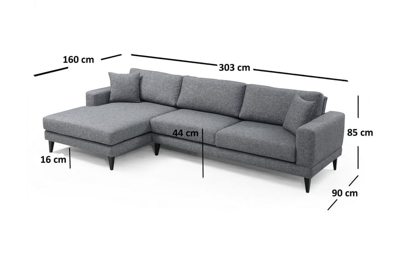 Hilari Bäddsoffa med Divan Vänster - Grå - Möbler - Soffa - Bäddsoffa