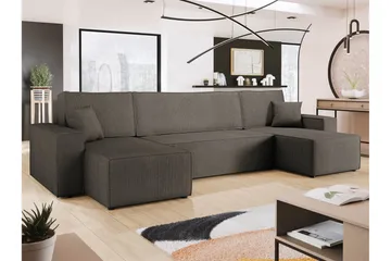 Hobson Bäddsoffa Dubbeldivan 4-sits i Plysch - Grå - Möbler - Soffa - Bäddsoffa