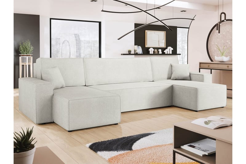 Hobson Bäddsoffa Dubbeldivan 4-sits i Plysch - Vit - Möbler - Soffa - Bäddsoffa