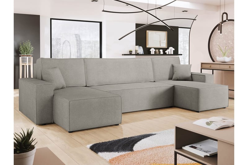 Hobson Bäddsoffa Dubbeldivan 4-sits i Plysch - Grå - Möbler - Soffa - Bäddsoffa