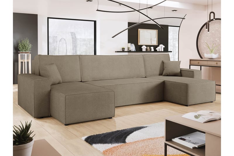 Hobson Bäddsoffa Dubbeldivan 4-sits i Plysch - Brun - Möbler - Soffa - Bäddsoffa