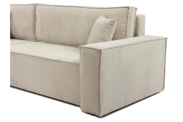 Hobson Bäddsoffa med Divan 3-sits i Plysch - Beige - Möbler - Soffa - Bäddsoffa
