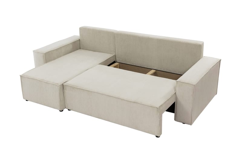 Hobson Bäddsoffa med Divan 3-sits i Plysch - Vit - Möbler - Soffa - Bäddsoffa