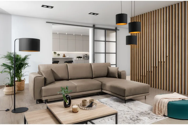 Hopland 3-sits Bäddsoffa m. Divan med Förvaring, Beige