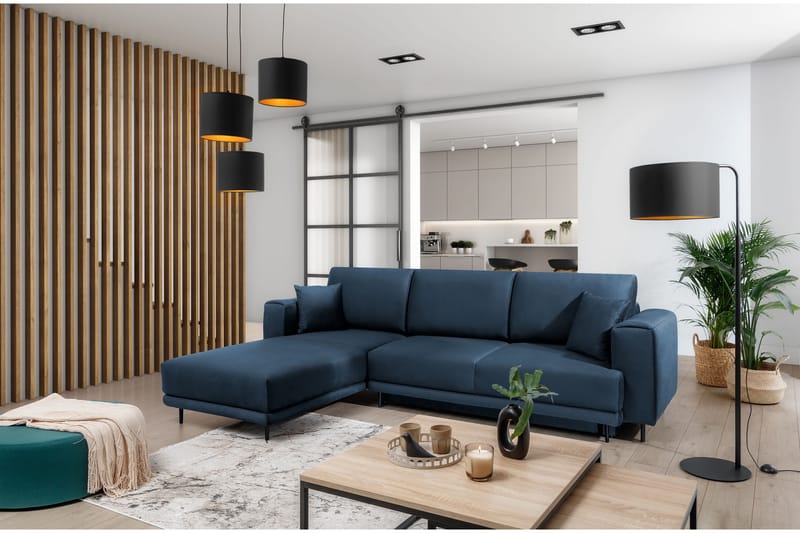 Hopland 3-sits Bäddsoffa m. Divan med Förvaring - Blå - Möbler - Soffa - Bäddsoffa