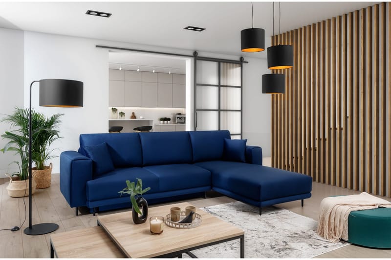 Hopland 3-sits Bäddsoffa m. Divan med Förvaring - Blå - Möbler - Soffa - Bäddsoffa