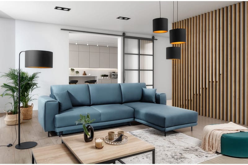 Hopland 3-sits Bäddsoffa m. Divan med Förvaring - Blå - Möbler - Soffa - Bäddsoffa