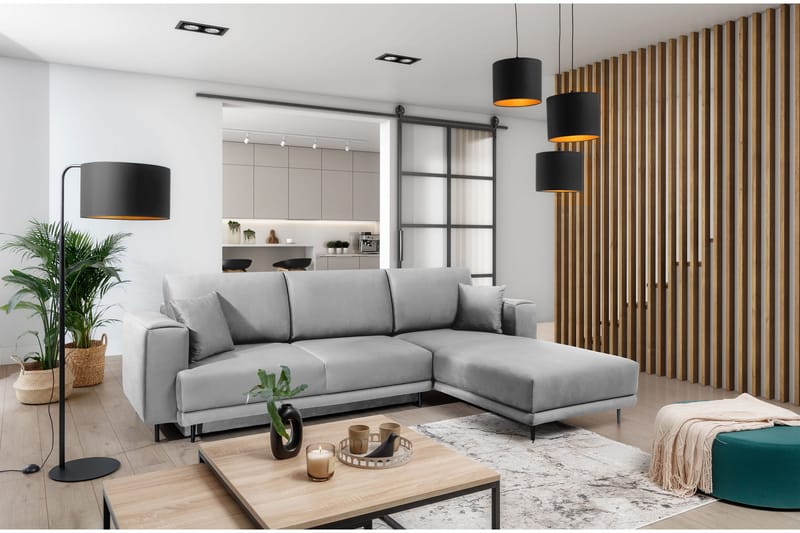 Hopland 3-sits Bäddsoffa m. Divan med Förvaring, Grå