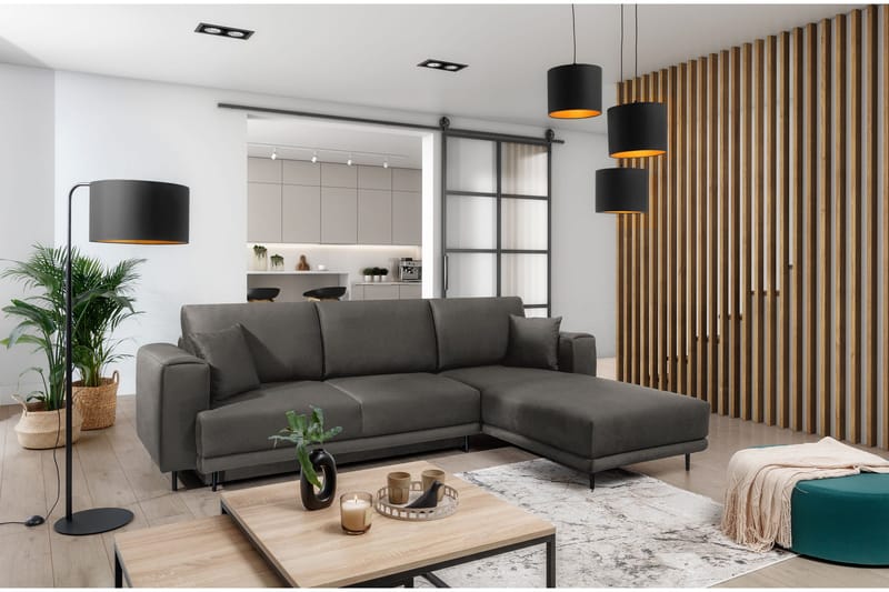 Hopland 3-sits Bäddsoffa m. Divan med Förvaring - Grå - Möbler - Soffa - Bäddsoffa