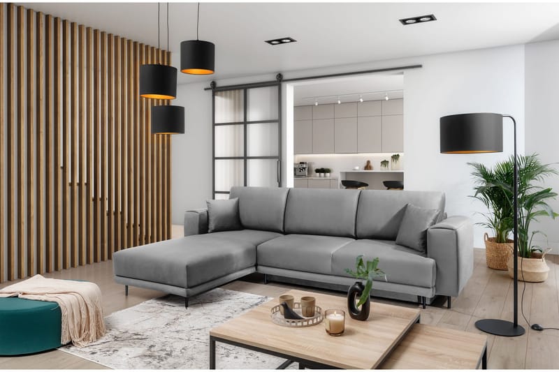 Hopland 3-sits Bäddsoffa m. Divan med Förvaring - Grå - Möbler - Soffa - Bäddsoffa