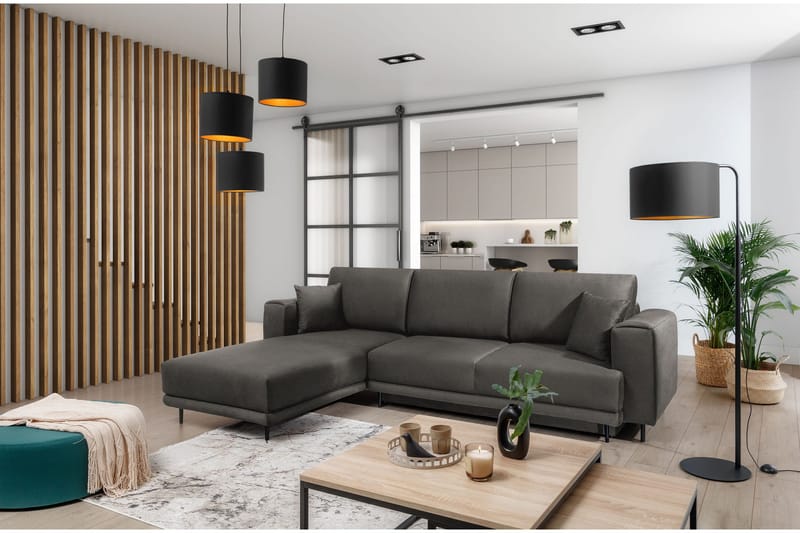 Hopland 3-sits Bäddsoffa m. Divan med Förvaring - Grå - Möbler - Soffa - Bäddsoffa