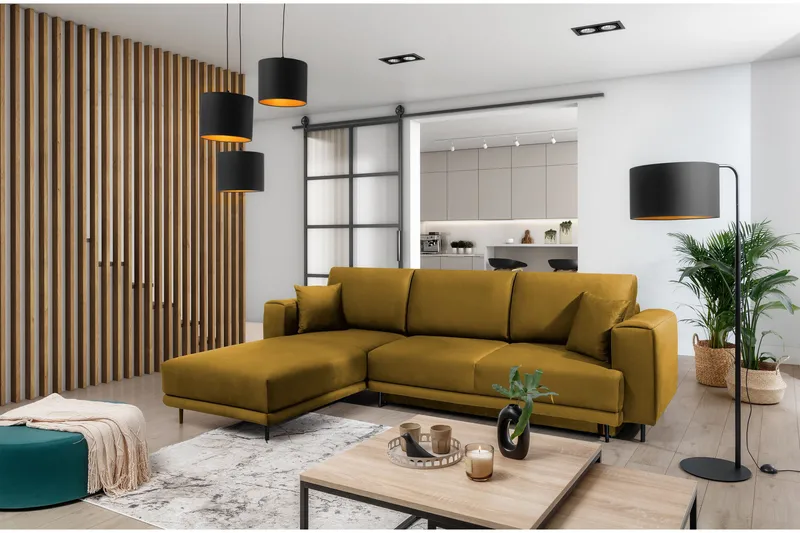 Hopland 3-sits Bäddsoffa m. Divan med Förvaring - Gul - Möbler - Soffa - Bäddsoffa