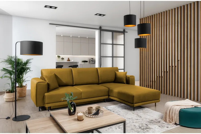 Hopland 3-sits Bäddsoffa m. Divan med Förvaring - Gul - Möbler - Soffa - Bäddsoffa