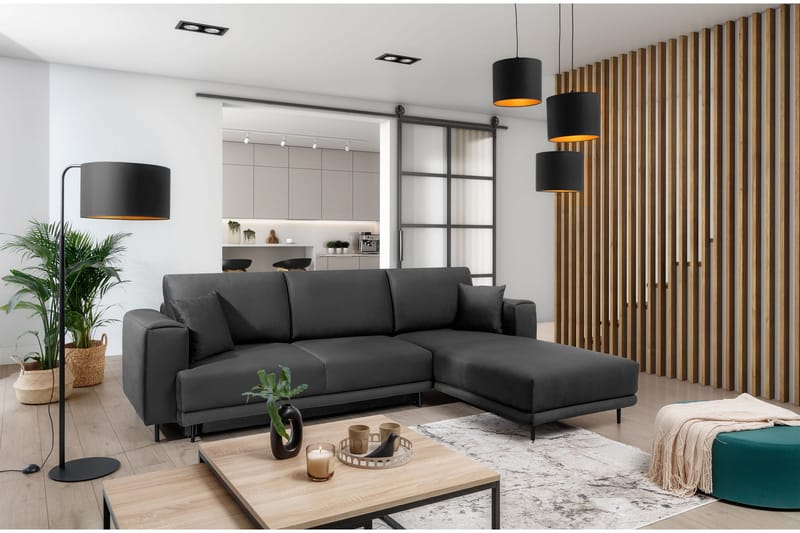 Hopland 3-sits Bäddsoffa m. Divan med Förvaring - Mörkgrå - Möbler - Soffa - Bäddsoffa