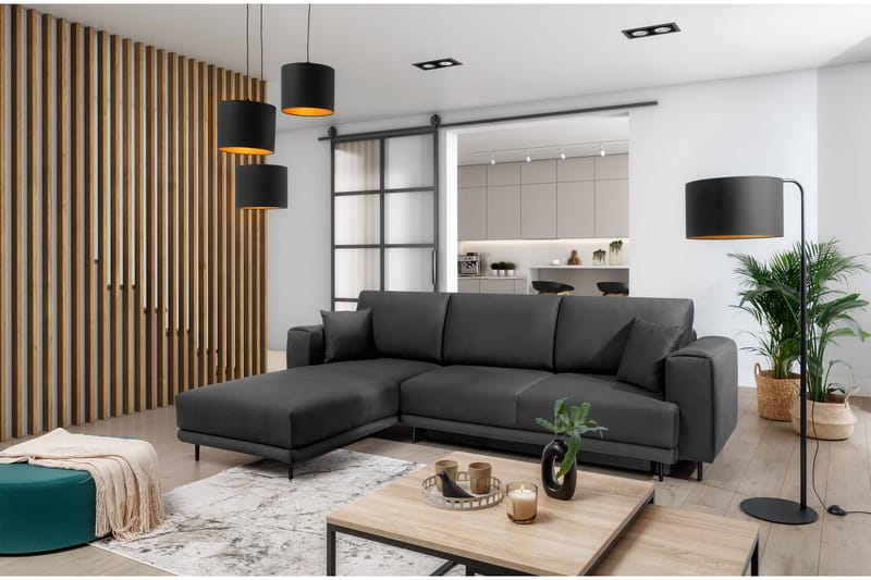 Hopland 3-sits Bäddsoffa m. Divan med Förvaring - Mörkgrå - Möbler - Soffa - Bäddsoffa