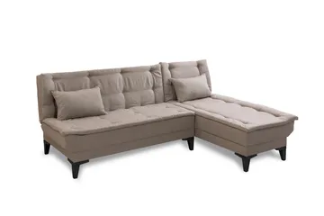 Hunterville 4-sits Höger L-formad Längsbäddad Bäddsoffa 107x225 cm i Tyg - Beige - Möbler - Soffa - Bäddsoffa