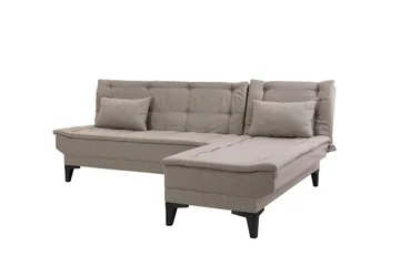 Hunterville 4-sits Höger L-formad Längsbäddad Bäddsoffa 107x225 cm i Tyg - Beige - Möbler - Soffa - Bäddsoffa