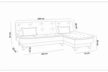 Hunterville 4-sits Höger L-formad Längsbäddad Bäddsoffa 107x225 cm i Tyg - Beige - Möbler - Soffa - Bäddsoffa